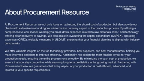 Orange Oil production Cost Report by Procurement Resource