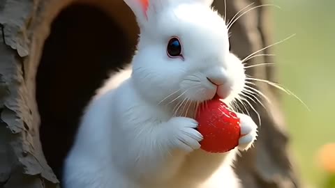 Rabbit Eating Strawberries