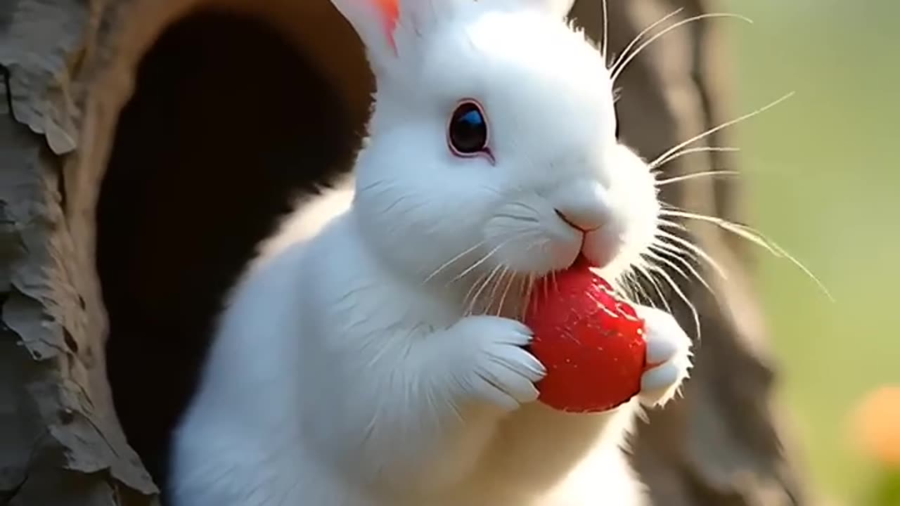 Rabbit Eating Strawberries