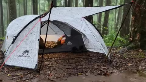Solo Camping in Heavy Rain Heavy Rain in Cozy Tent ⛺