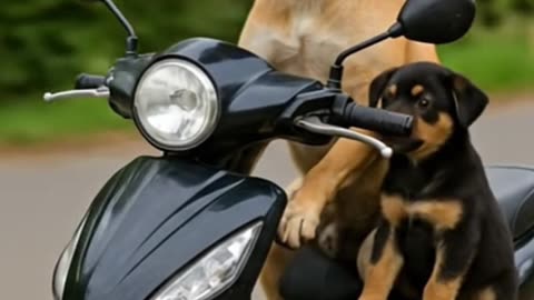 Dog Rides Scooter with Puppy – Cutest Thing Ever! 🐶🛵