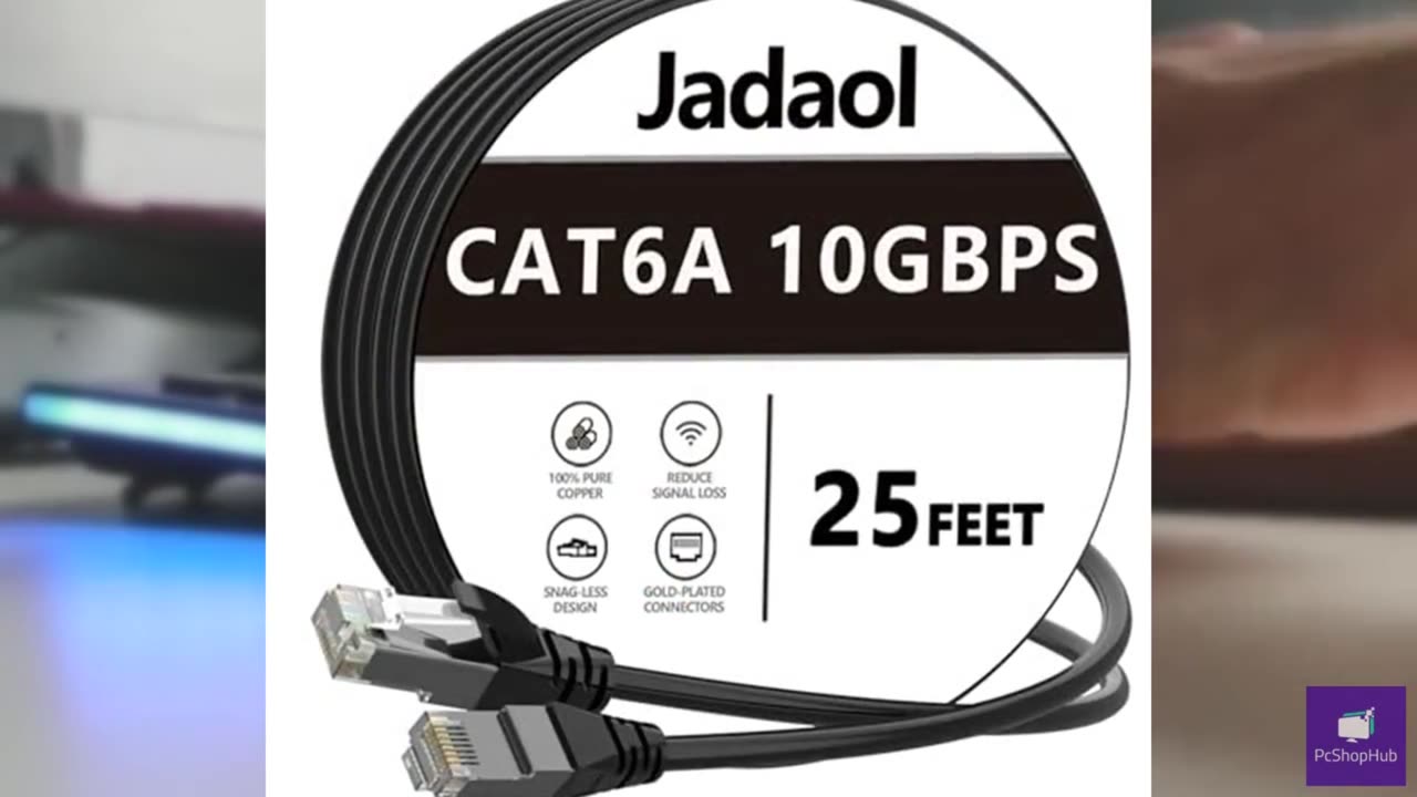 Jadaol Cat6a Ethernet Cable 25 ft, Slim Round 28AWG, 10Gbps 550MHz High-Speed Pu