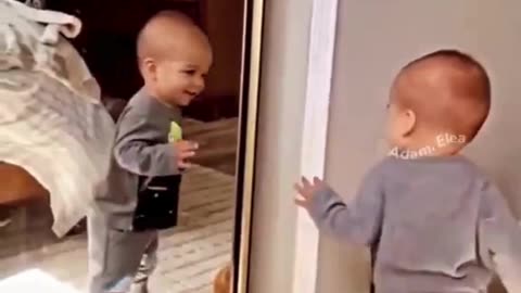 When You Finally Meet Your Twin in the Mirror 👶💖#BabyMoments 👶 #CutestThingEver 🥹 #MirrorMagic ✨
