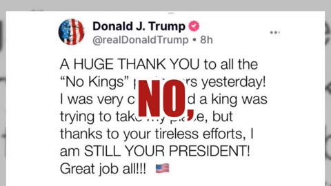 Fact Check: Trump Did NOT Post a 'Huge Thank You' to 'No Kings' Protesters