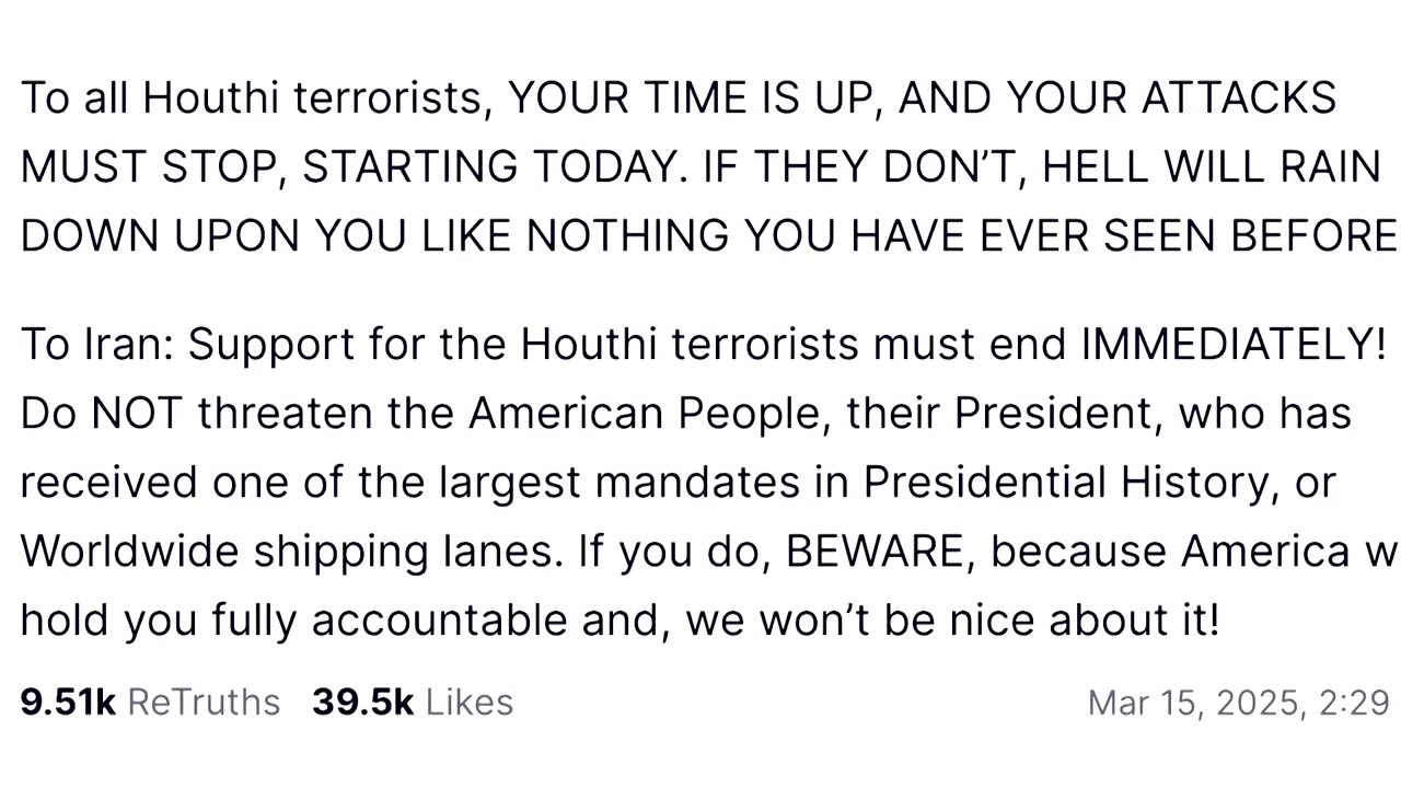 Trump launches strikes against Yemen's Houthis