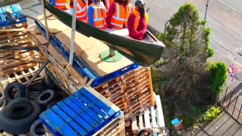In Northern Ireland they prepared wood for a famous bonfire in Moygashel.