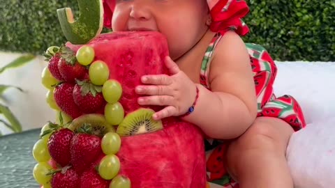 Little Toes Curl In Delight At Watermelon Cake Tasting