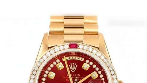 ROLEX Day‑Date 36mm – Custom Red Dial with String Diamond & President Bracelet