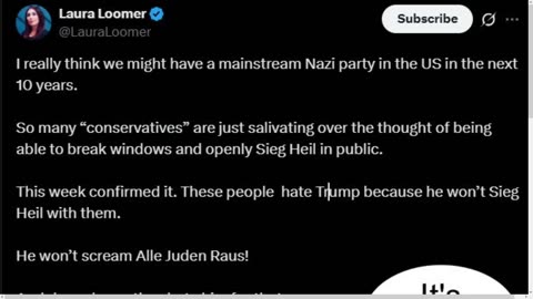 Laura Loomer Fears Another USA Nazi Party - Don't Be Decieved