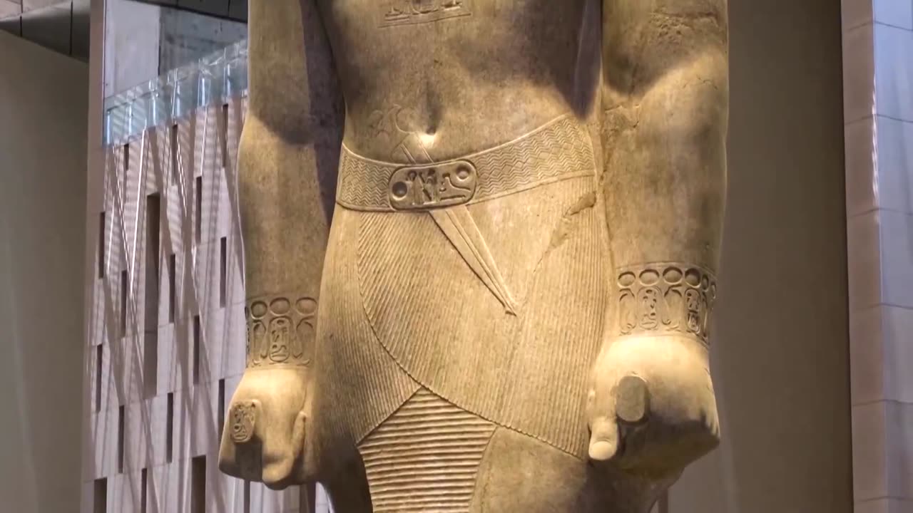Pharaoh Ramses II's statue greets visitors at the Grand Egyptian Museum, opening November