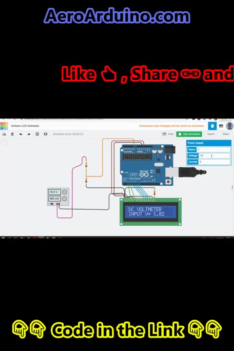 Make Voltmeter on #Arduino in #Tinkercad one Minute #AeroArduino