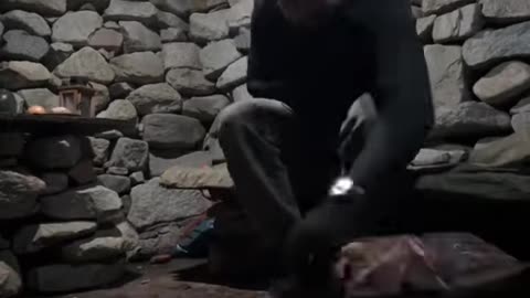Repairing a stone shelter in the wilderness_ alone off the grid