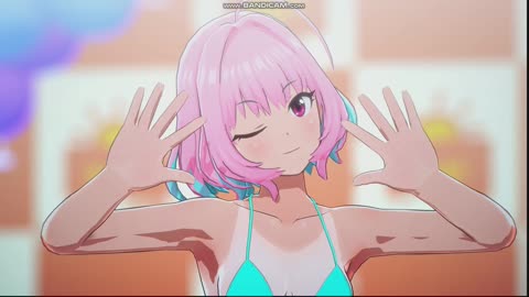 A group of bikini girls dancing in the mall，song called S(mile)ING