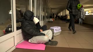 Ukrainians shelter in Kyiv metro during Russian missile attack