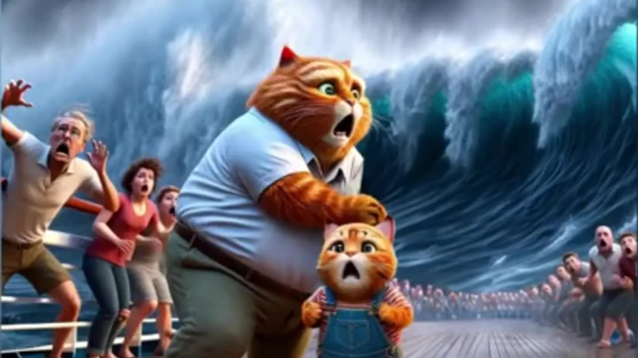 CUTE CAT AT THE TITANIC SINK#CAT#AI