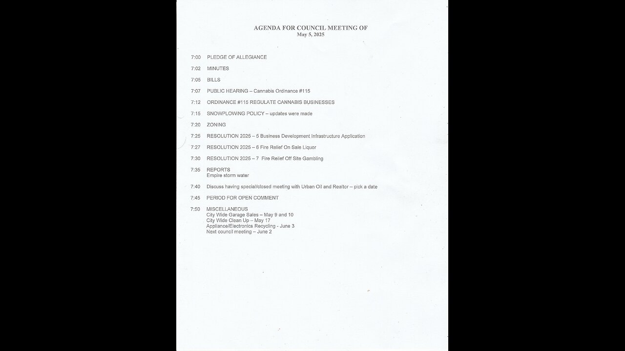 Amboy, MN Town Meeting 05/05/2025