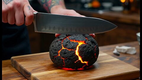Cutting Through a Lava Stone with a Knife – Unreal Power!