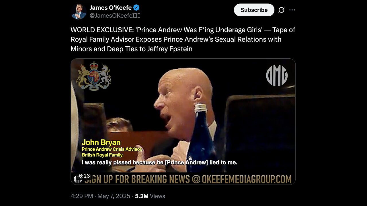 James O'Keefe: Prince Andrew’s Sexual Relations with Minors and Deep Ties to Jeffrey Epstein EXPOSED