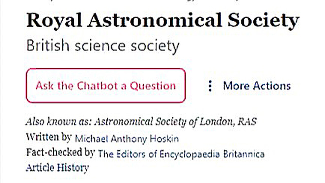 The Freemasonic British Royal Astronomical Society Is a Major Pusher of Astronomical Pseudoscience!