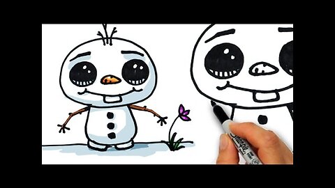 How to Draw Olaf Cute step by step easy Disney Frozen