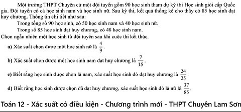 THPT Chuyên Lam Sơn: Một trường THPT Chuyên cử một đội tuyển gồm 90 học sinh tham dự kỳ thi Học sinh