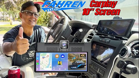 FAHREN Wireless Screen for Car, 10.26" CarPlay & Android Auto Car Tablet with 4K Dash Cam
