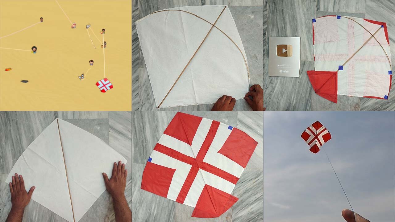 Unique Addi Kite | Teddi Pan Design | Paper Kite with Bamboo Sticks