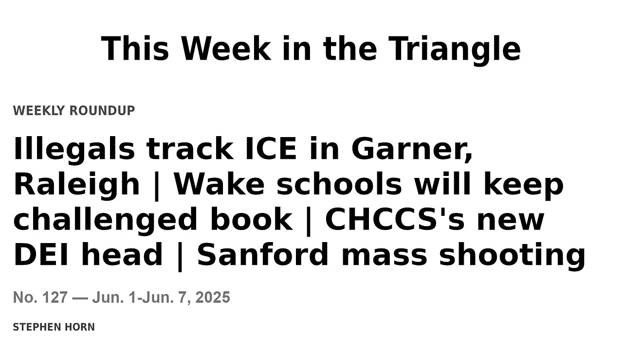 This Week in the Triangle (Jun. 1-Jun. 7, 2025)