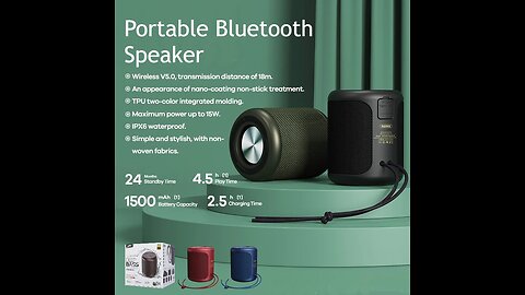 Waterproof Bluetooth5.0 Stereo Wired_Wireless Speaker, Support TF Card & AUX Cable, for Home, Office
