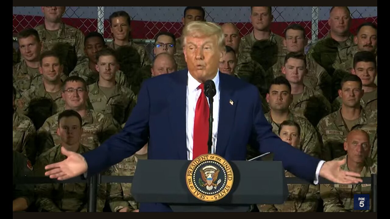 President Donald Trump delivers remarks to Michigan's National Guard