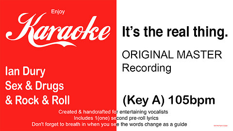 Ian Dury - Sex & Drugs & Rock & Roll (Key A) 105bpm (2025) Karaoke