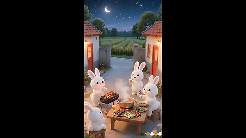 Rabbit taking dinner on holiday ai generated video
