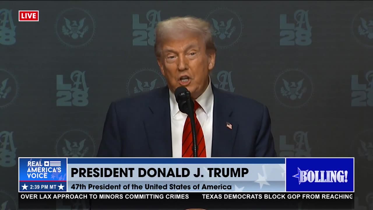 TRUMP SIGNS EO ESTABLISHING THE WHITE HOUSE TASK FORCE FOR THE 2028 SUMMER OLYMPICS