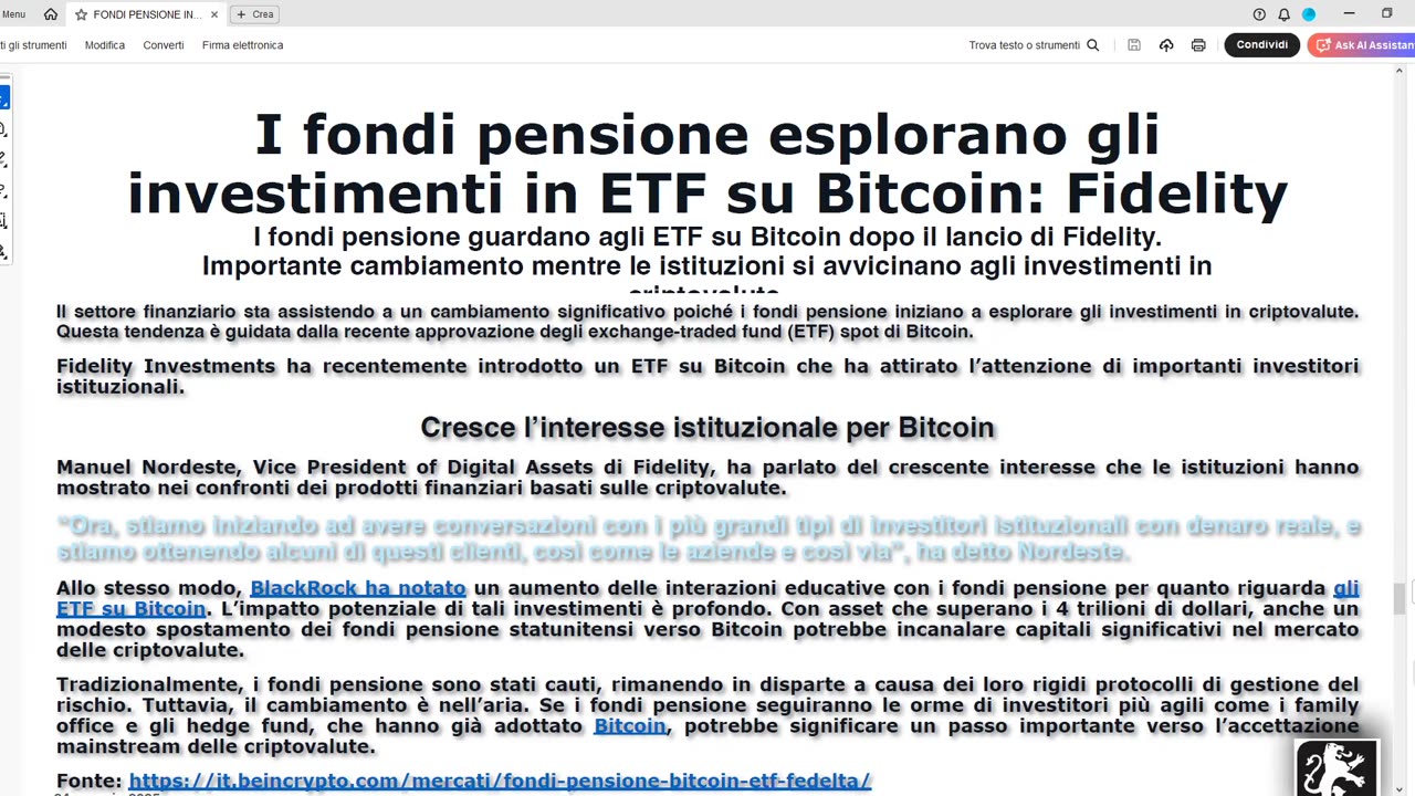 Bit pensione di Brave Consulting Advisory Group 24 05 2025