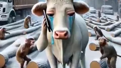 Must Watch: Beautiful story of hardworking cow and monkey #shorts #animals #tren