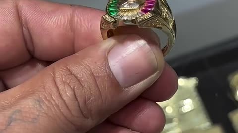 Real 10K Gold CZ Jesus Malverde Ring