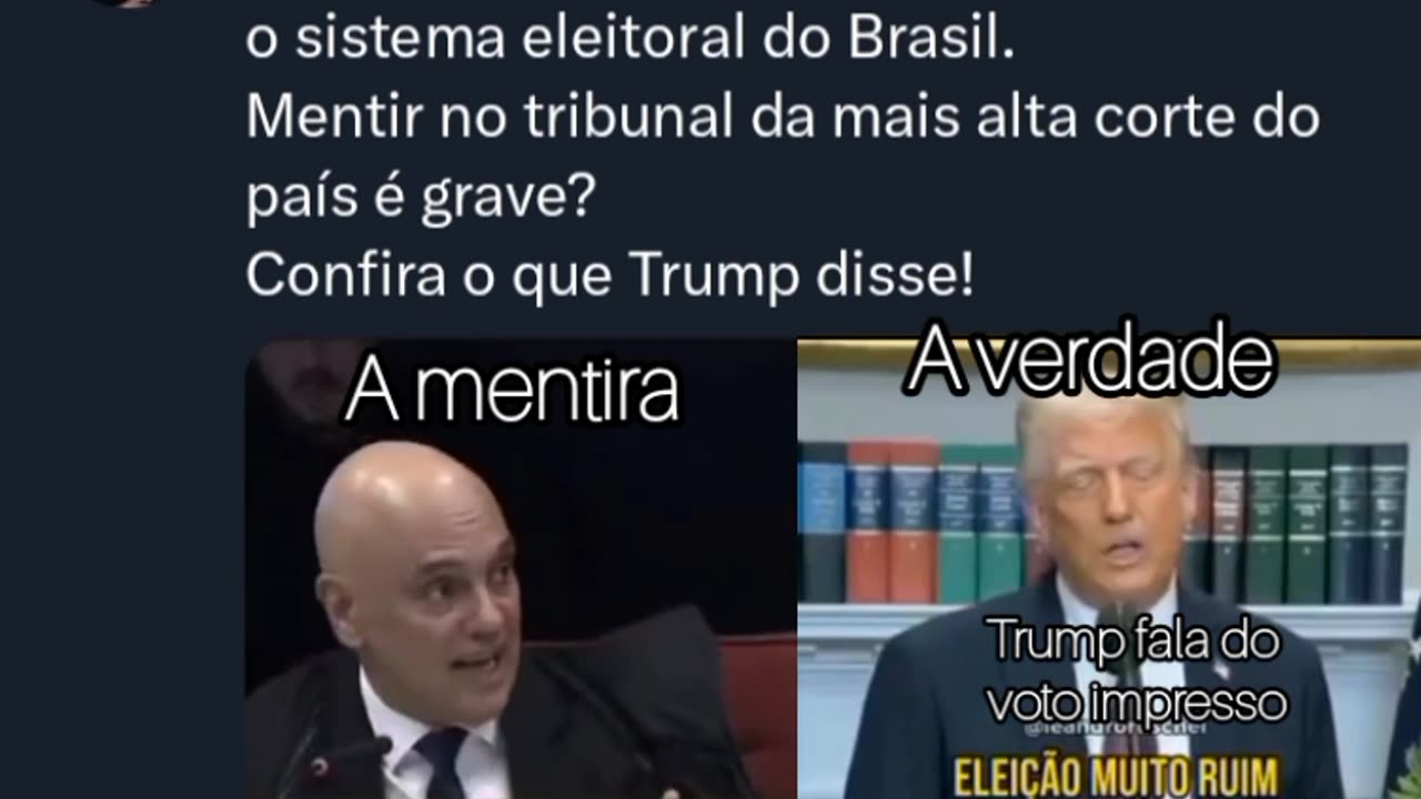 A mentira do Ditador Alexandre nazista de Moraes, Trump falava em colocar o voto impresso o mesmo que o Jair Bolsonaro quer para dar transferência.