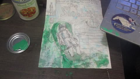 Painting with Green Paint on My Drawings. Tuesday. 6/11/2025