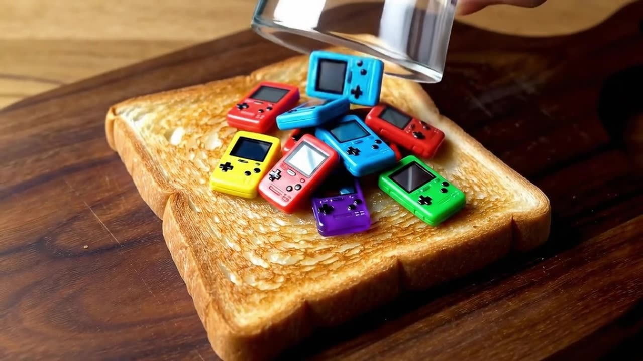 Spreading objects on toast | Game Consoles Edition #oddlysatisfying #ai #asmrtiktoks #asmr