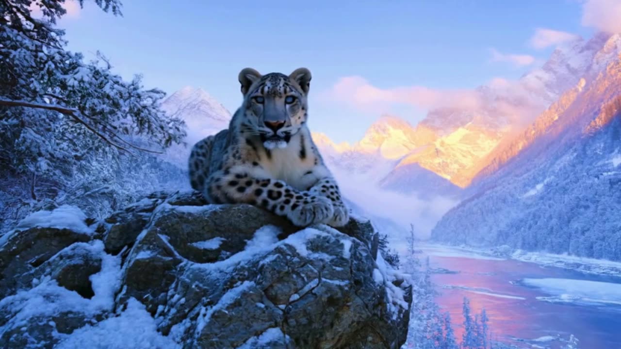 "Snow Leopard at Dawn – Majesty of the Himalayas Unveiled"