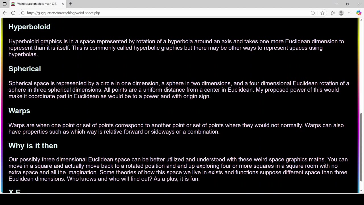 Weird space graphics explanation X E.