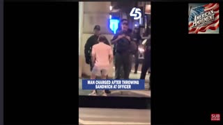 Trump Deranged DOJ Attorney throws sandwich at law enforcement in DC