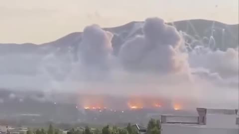 The missiles in Tabriz are exploding following an Israeli strike on the base