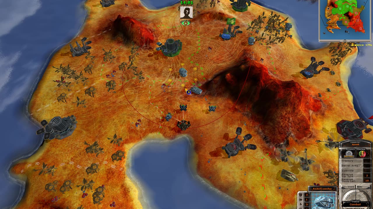 Massive Assault Network 2 (TBS): map Brimstone, playing on Linux against human: Victory