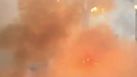 Ground-level view of DHS' new tear gas and flash-bang launcher in action.