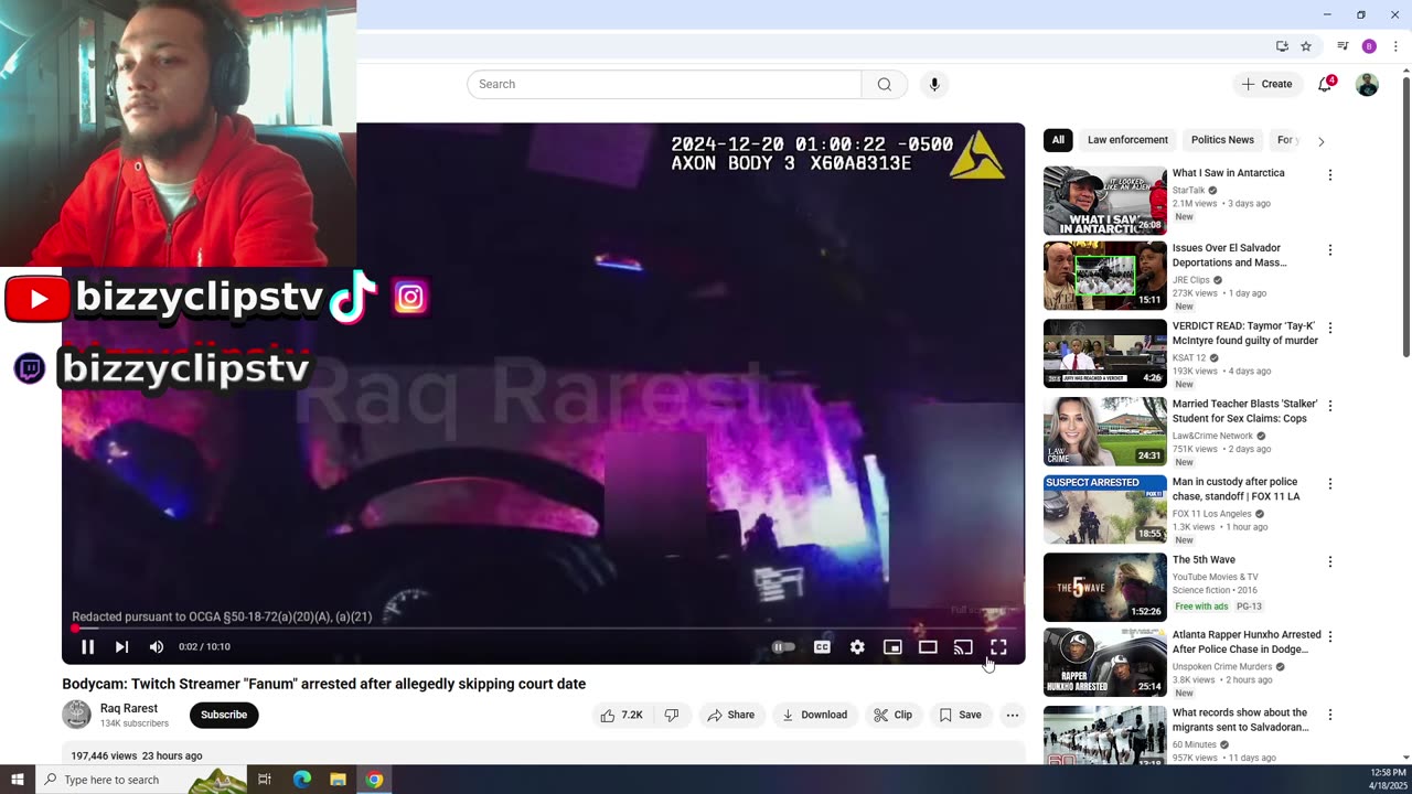 Bodycam: Twitch Streamer "Fanum" arrested