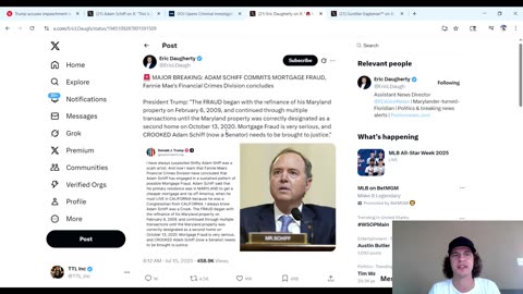 President Trump Says Adam Schiff Committed Mortgage Fraud