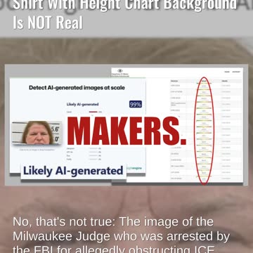 Fact Check: 'Mugshot' Of Judge Hannah Dugan In Grey Polo Shirt With Height Chart Background NOT Real