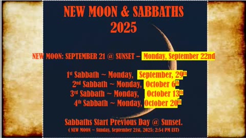 NEW MOON & SABBATHS OCTOBER 2025