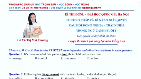 Đồng nghĩa – trái nghĩa trong ngữ cảnh Buổi 1